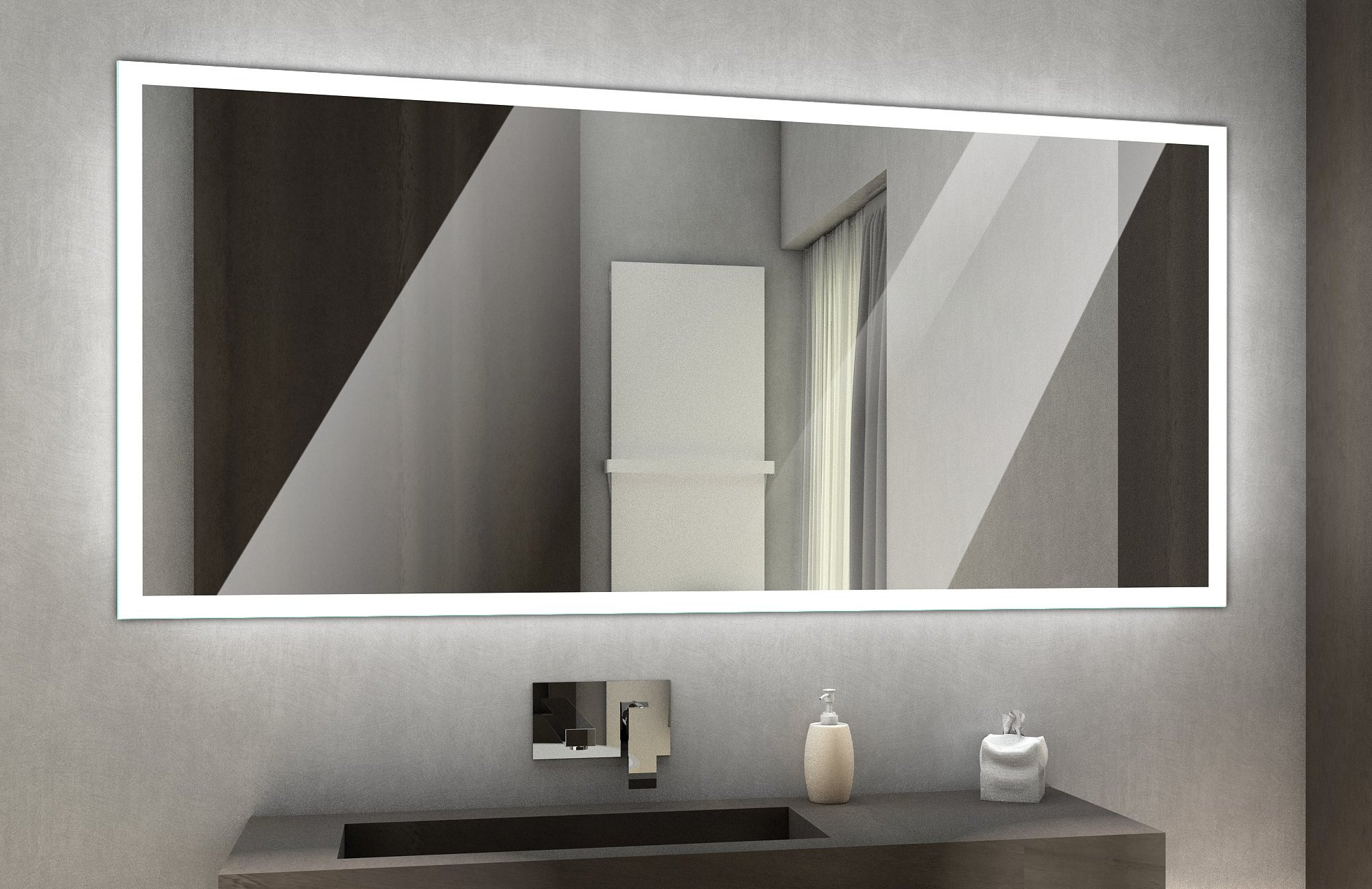Зеркало в ванной с подсветкой в интерьере фото