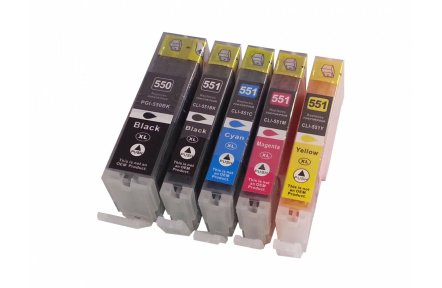 Sada Canon CLI551,PGI550, XL Black / Cyan / Magenta / Yellow + PGI550 XL Black MULTIPACK ,1x23ml+4x12ml